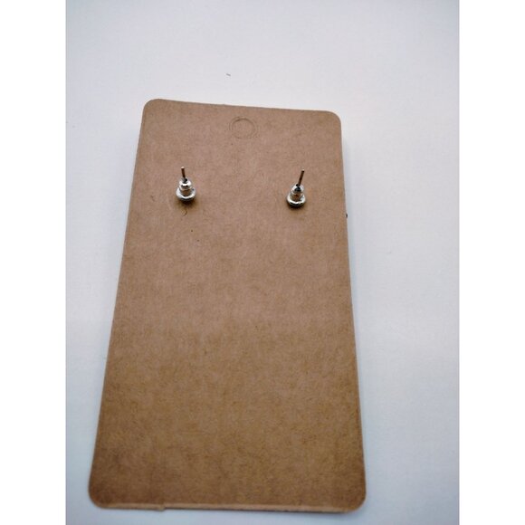 Vintage Brown Round Cabochon Stud Earrings - Picture 2 of 3